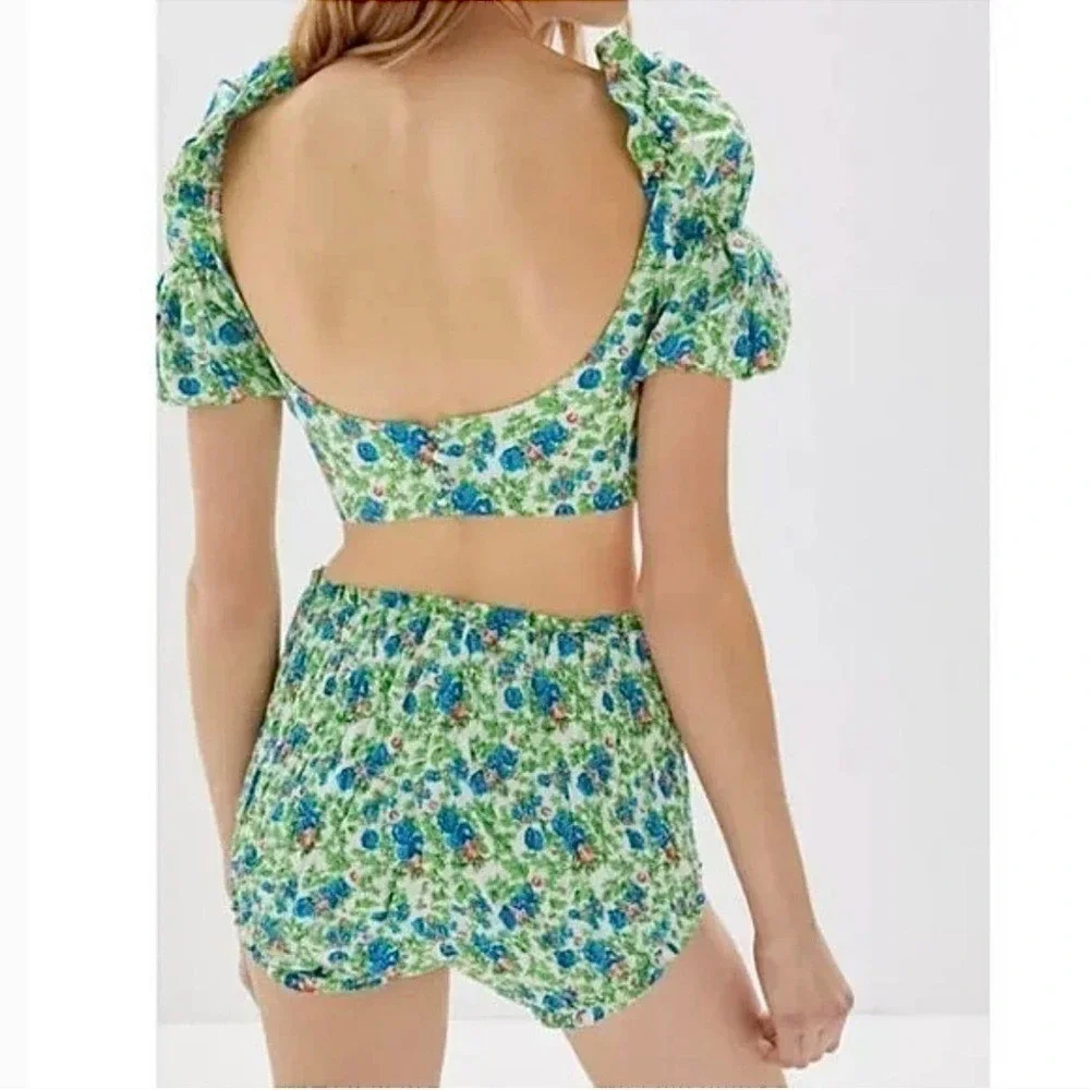 NWT House of Sunny‎ Floral Bandana & Hot Pants Set Size 2